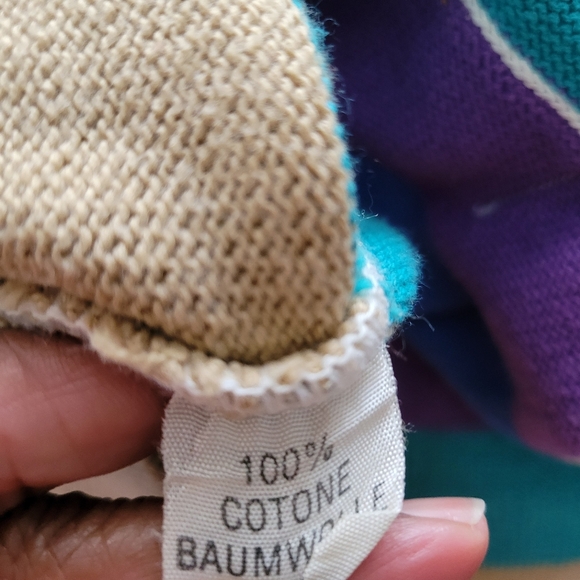 *SOLD* 80s Vintage Ted Lapidus Striped Cotton Cardigan Sweater / Medium - Picture 6 of 6